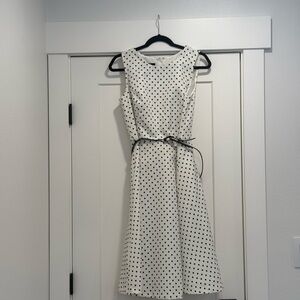 Elegant White Polka Dot Dress